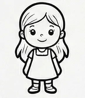 a girl with a black and white drawing.webp